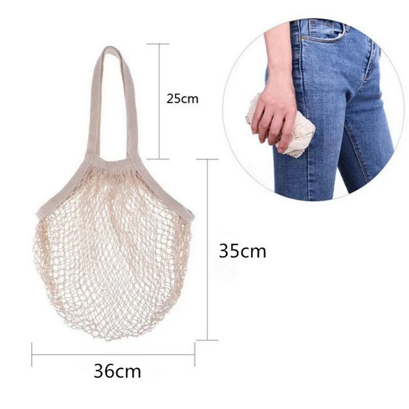 Reusable Cotton Mesh Tote Bag – Eco-Friendly Produce Storage for Grocery Shopping