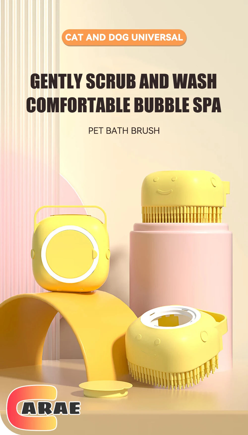 Silicone Pet Bath Brush – Shampoo Dispenser for Dog and Cat Grooming