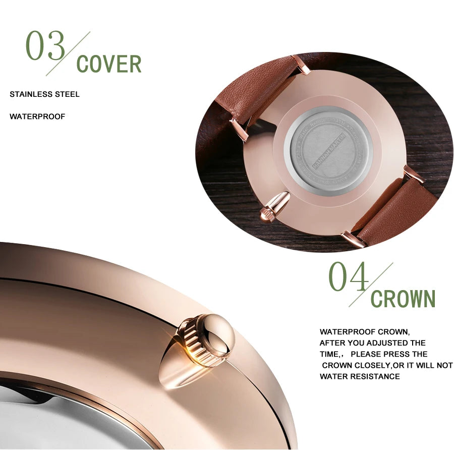 Ultra Thin Leather Wristwatch – Minimalist Dress Accessory for Women