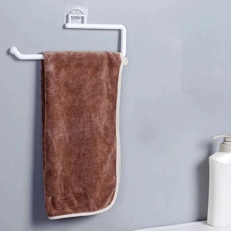 Wall-Mounted Paper Towel Rack – Adhesive Holder for Kitchen and Bathroom