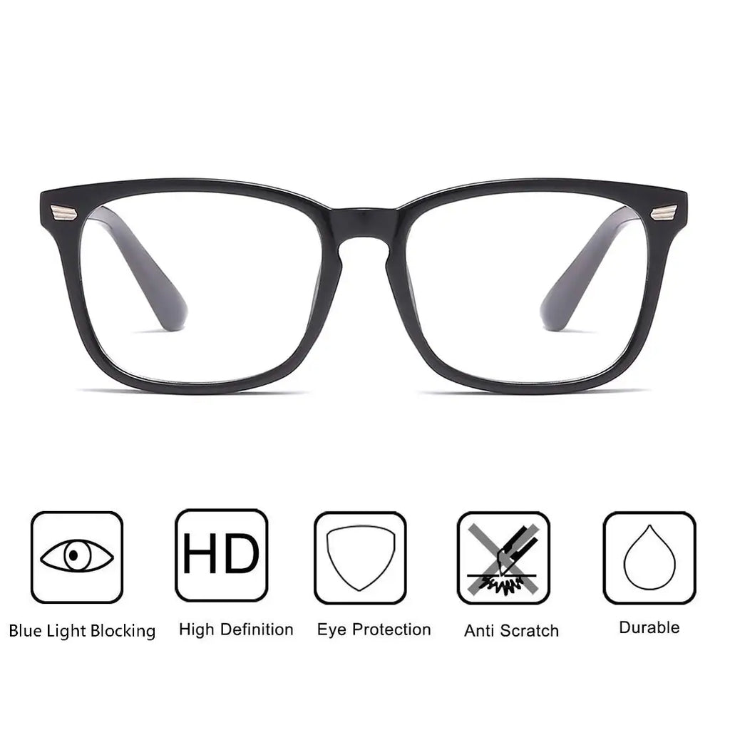 Square Blue Light Blocking Glasses – Anti-Glare Frames for Computer Gaming