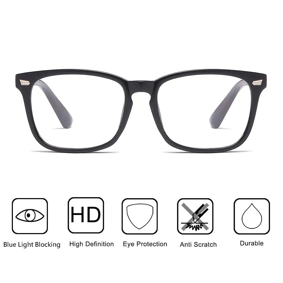 Square Blue Light Blocking Glasses – Anti-Glare Frames for Computer Gaming