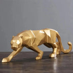 Large Geometric Panther Statue – Abstract Resin Leopard for Home Office Decor
