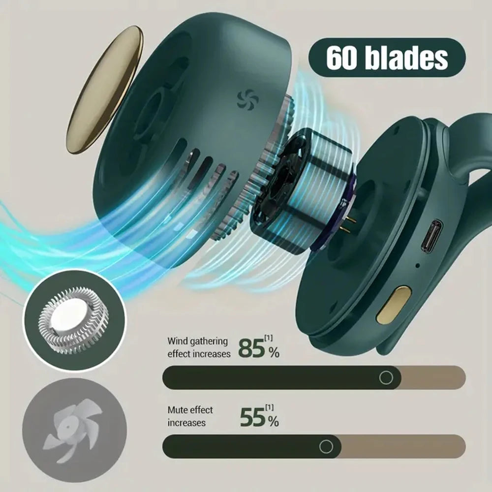 Portable Bladeless Waist Fan – 3-Speed Silent Cooling for Outdoor Work