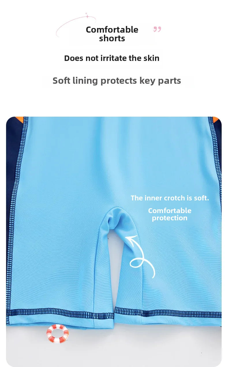 Boys Long Sleeve Swimsuit – UV Protection One-Piece for Summer Swimming