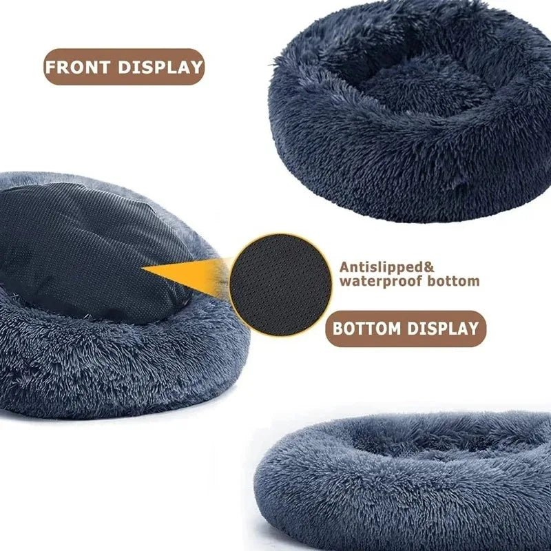 Plush Round Pet Bed – Warm Washable Sofa for Small to Large Dogs and Cats