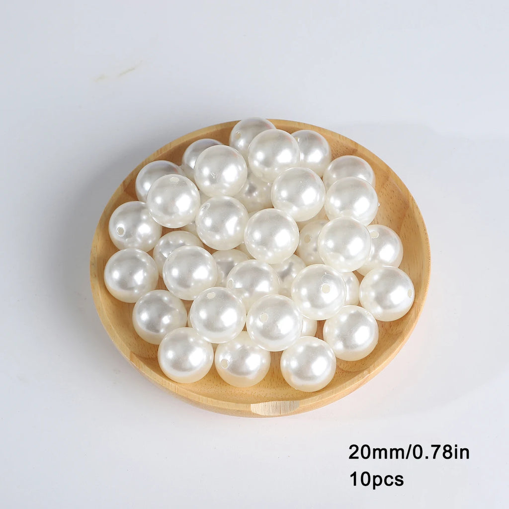 Beige ABS Imitation Pearl Beads – 3-20mm Round Spacer for Jewelry DIY Crafting