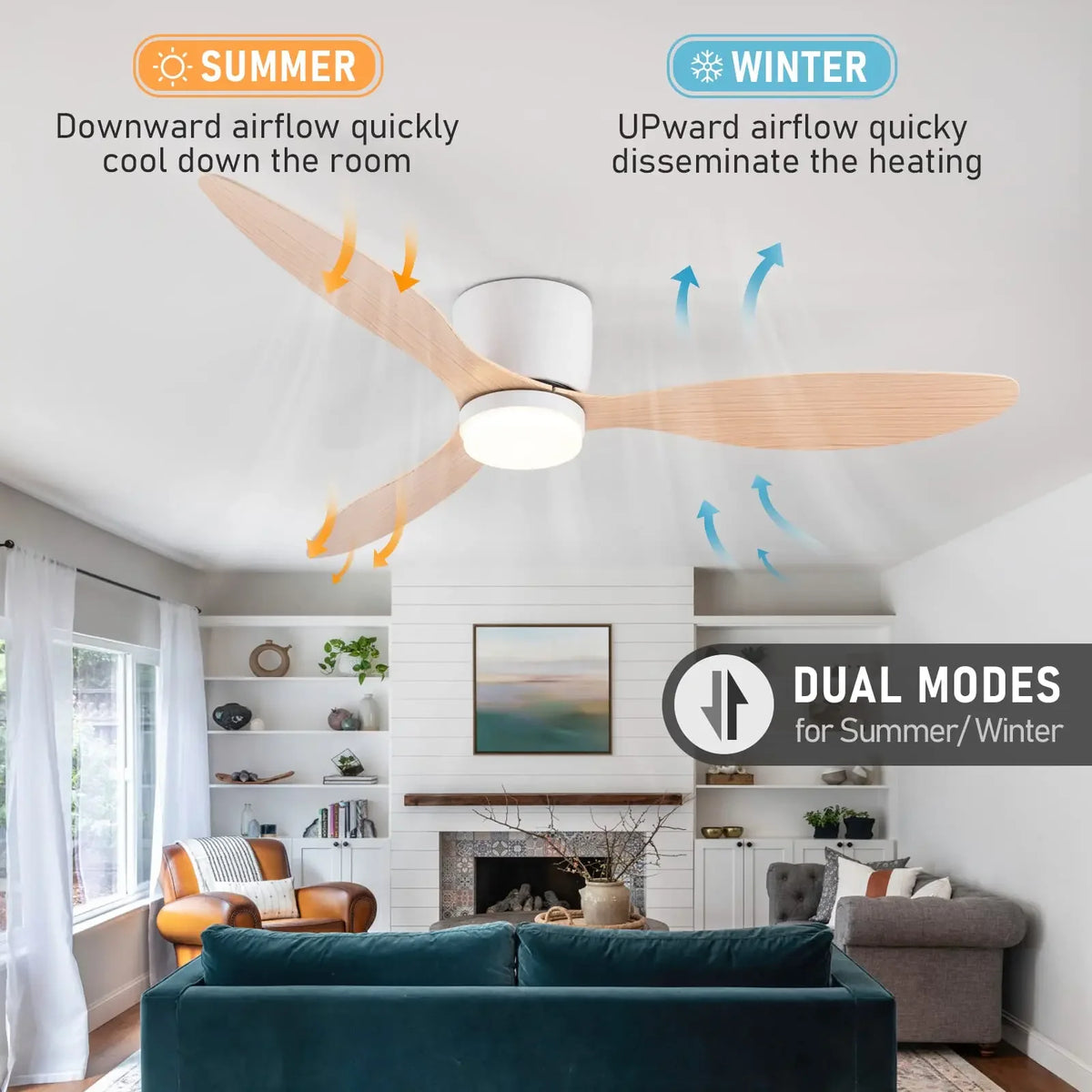 Modern LED Ceiling Fan – 42 52 Inch DC Motor for Nordic Home Lighting