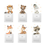 Cartoon Animal Switch Stickers – Cute Boho Wall Decals for Kids Nursery