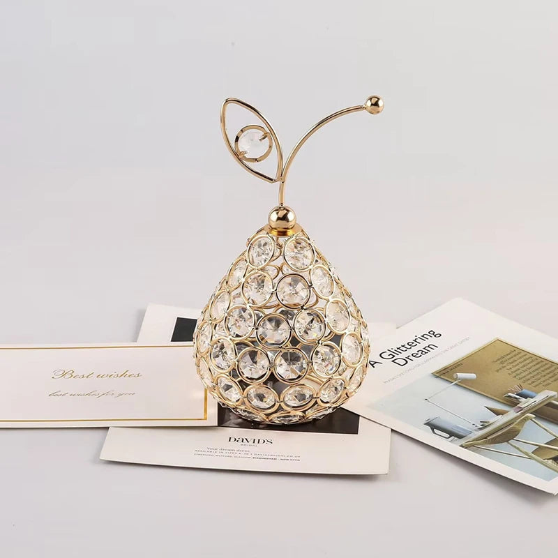 Crystal Rhinestone Apple Ornament – Sparkling Miniature Decor for Home