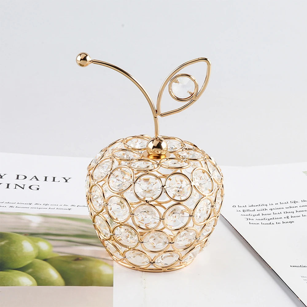 Crystal Rhinestone Apple Ornament – Sparkling Miniature Decor for Home