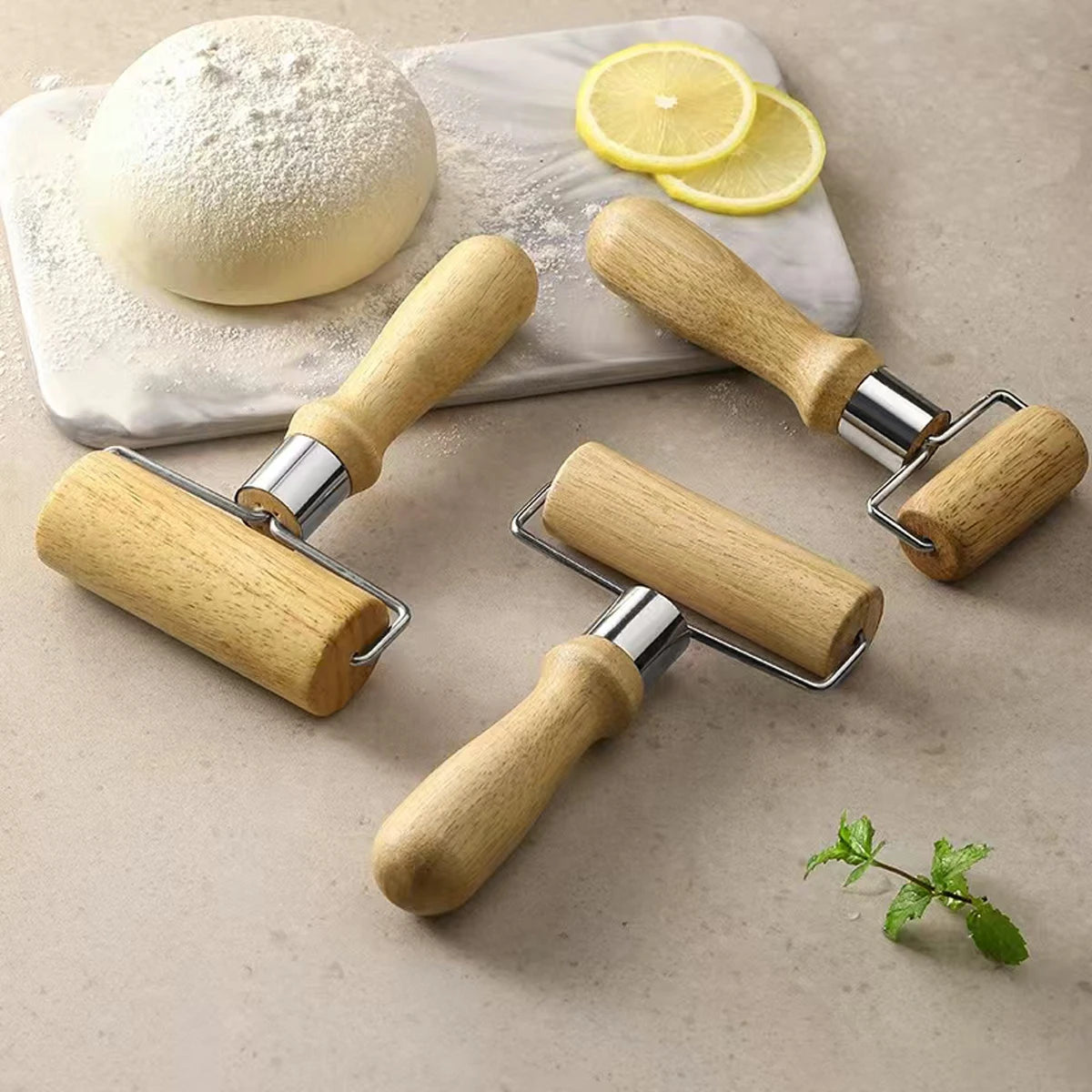 Wooden Pizza Dough Roller – Non-Stick Rolling Pin for Household Baking