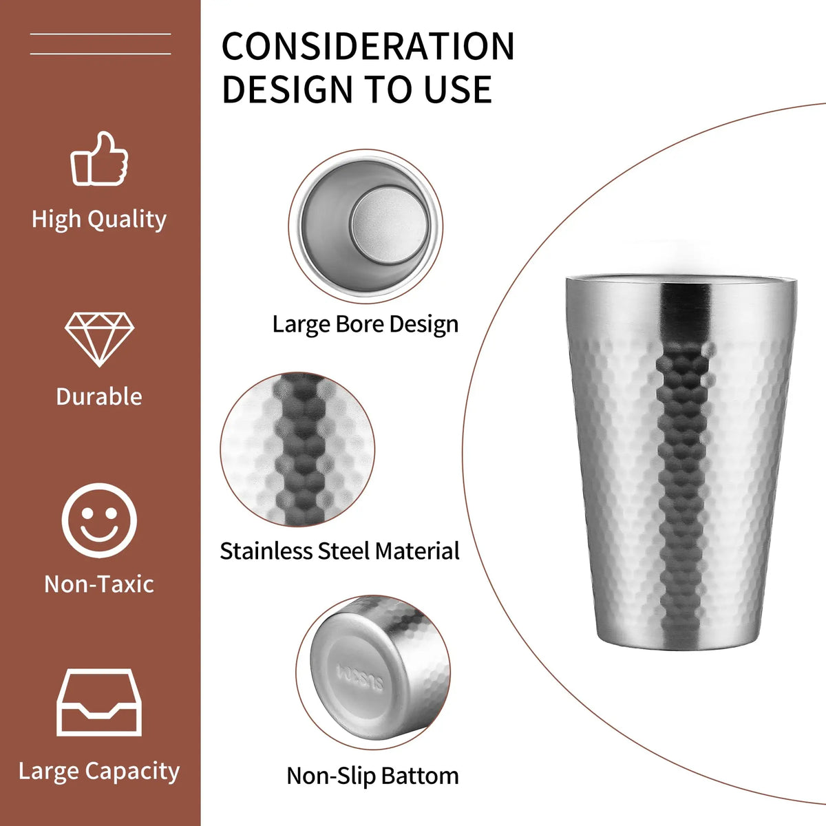 Stainless Steel Diamond Hammer Cup – Insulated Outdoor Camping Drinkware