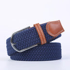 Woven Elastic Canvas Belt – Stretch Braided Buckle Strap for Casual Jeans