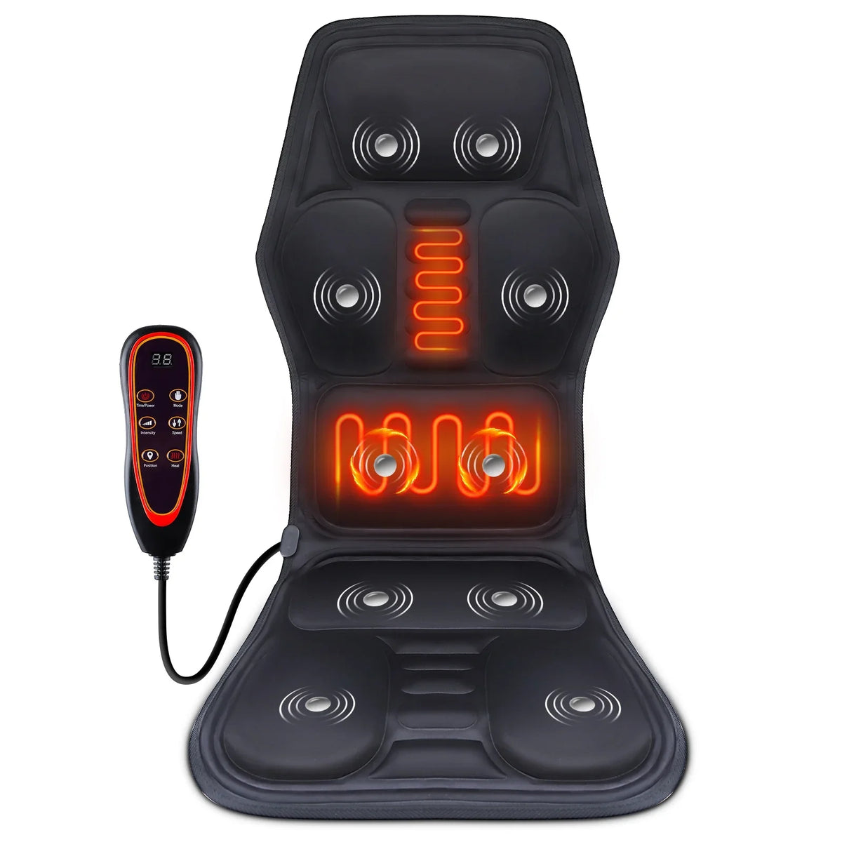 Heated Back Massage Cushion – Infrared Vibrating Mat for Home Office and Car
