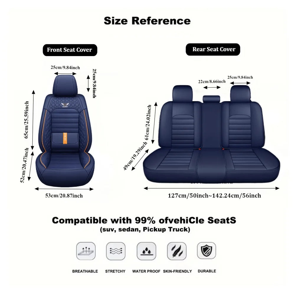 Full-Wrap Leather Car Seat Covers – Durable Universal Fit for All-Season Driving