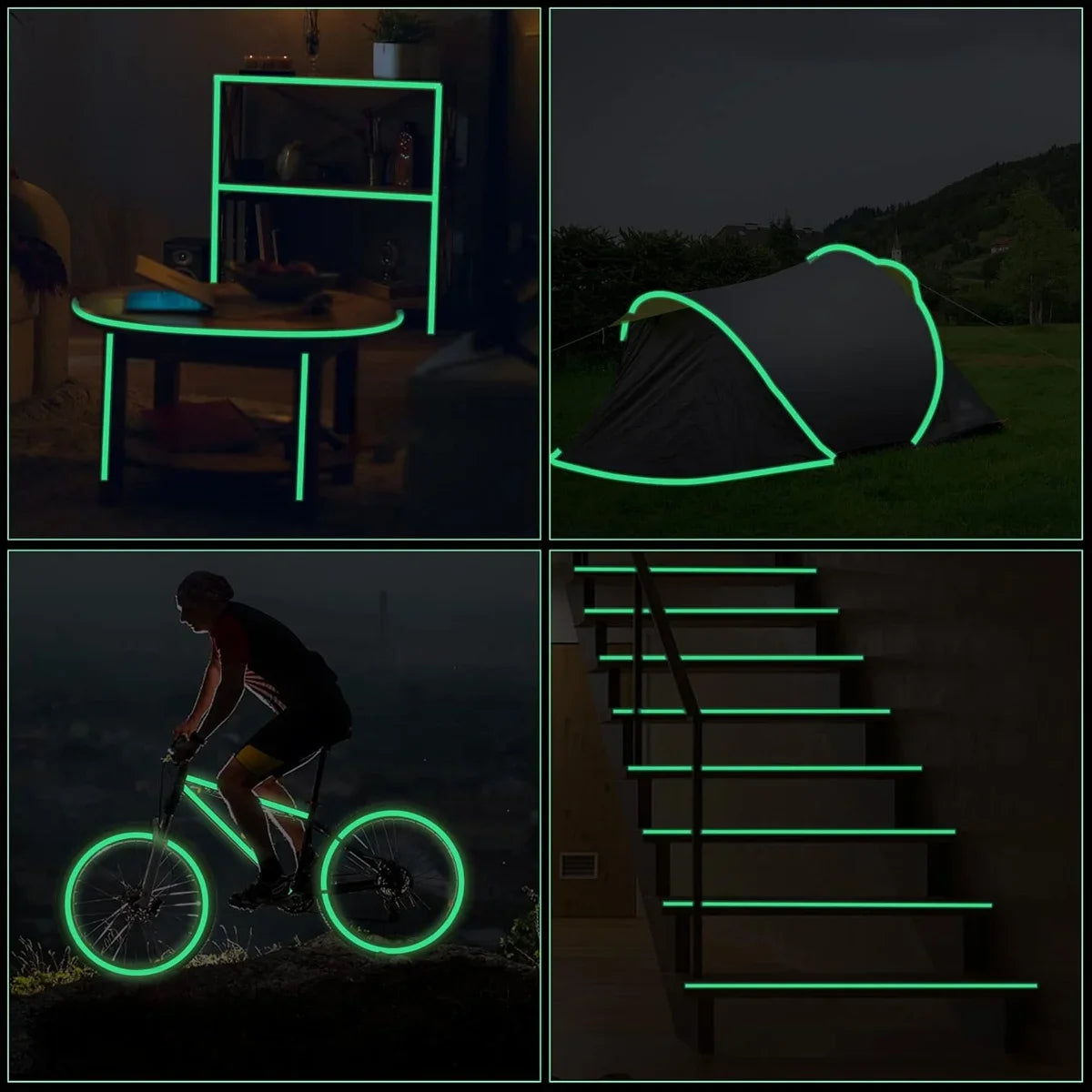 Luminous Safety Tape – 1cm x 3m Fluorescent Glow Strip for Stair Fire Warning