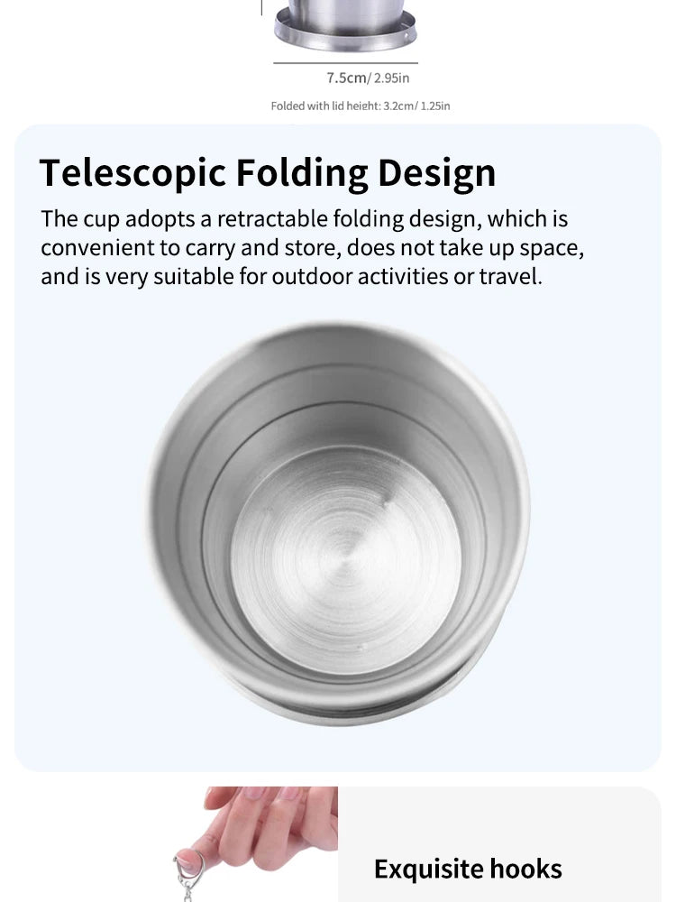 Stainless Steel Telescopic Cup – Portable Folding Drinkware for Camping
