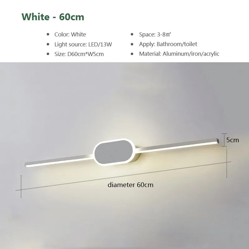 Modern LED Wall Sconce – Minimalist Mirror Lighting for Bathroom and Bedroom