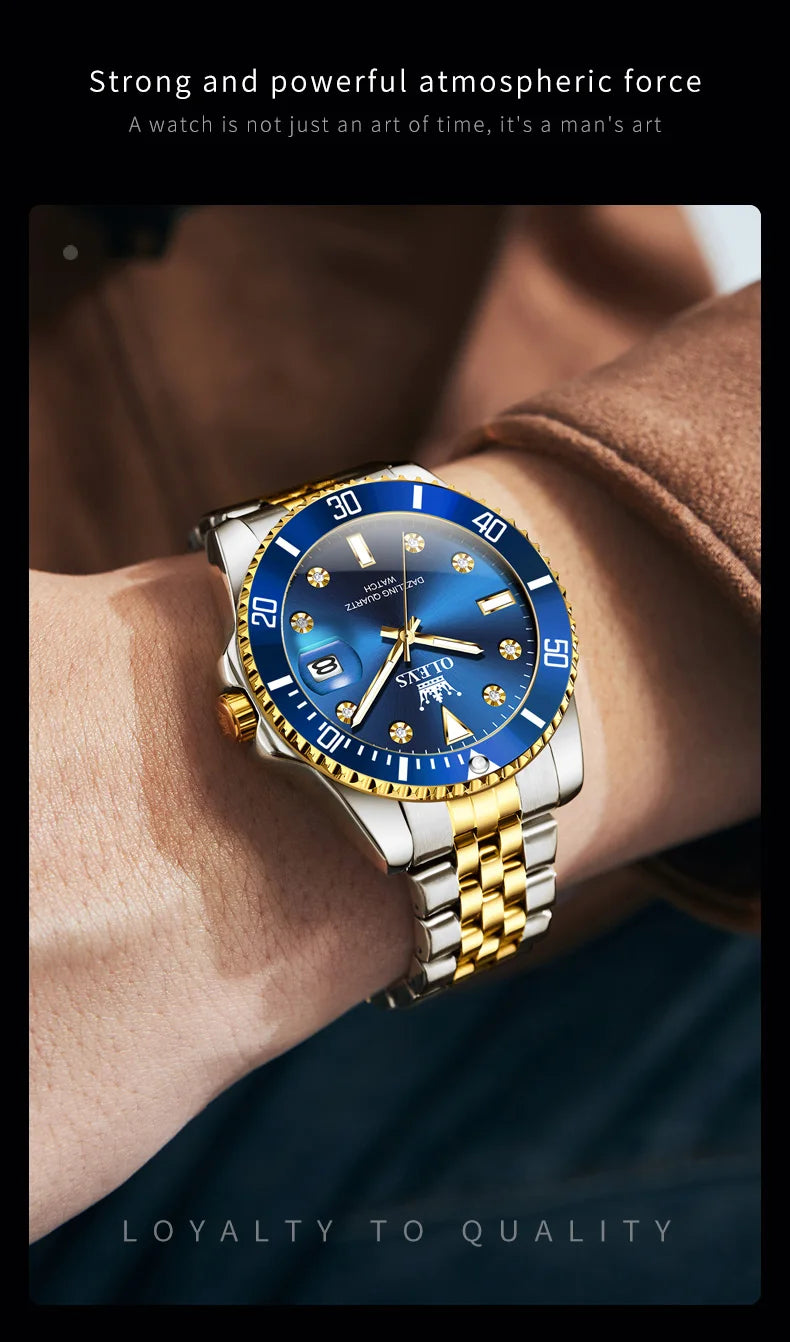 Stainless Steel Quartz Watch – Luminous Calendar Wristwatch for Business Men