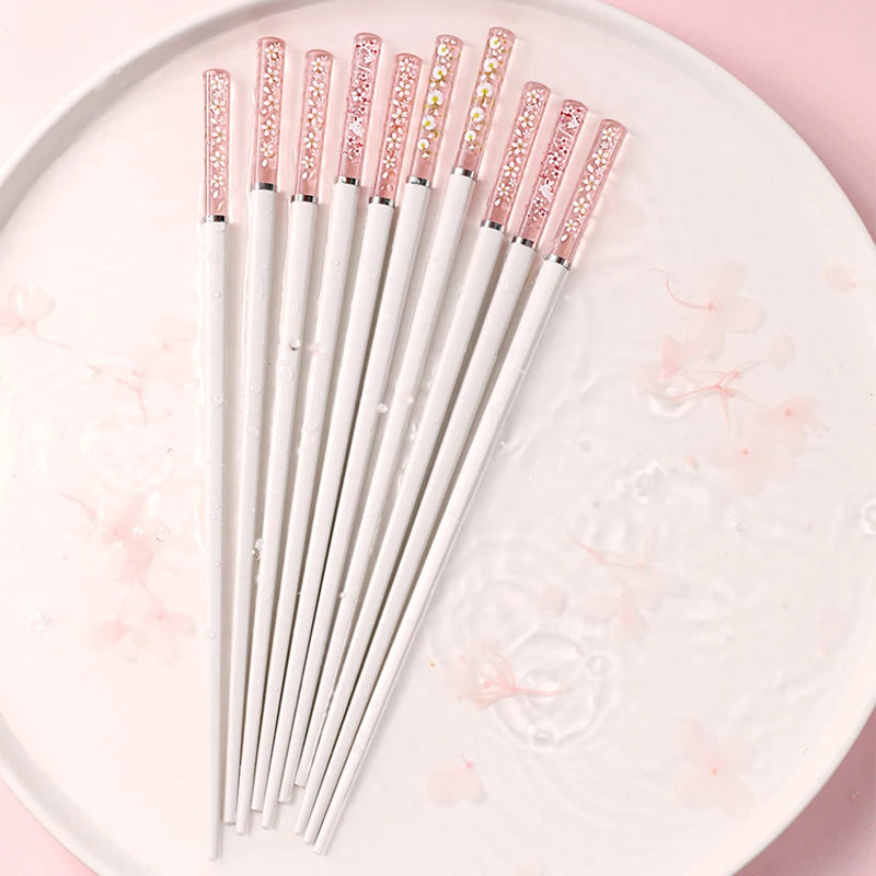 Sakura Japanese Chopsticks – Pink Cherry Blossom Reusable Tableware for Sushi