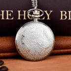 Engraved Hollow Quartz Pocket Watch – Vintage Pendant Necklace for Gifts