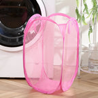 Mesh Foldable Laundry Basket – Minimalist Monochrome Hamper for Bathroom