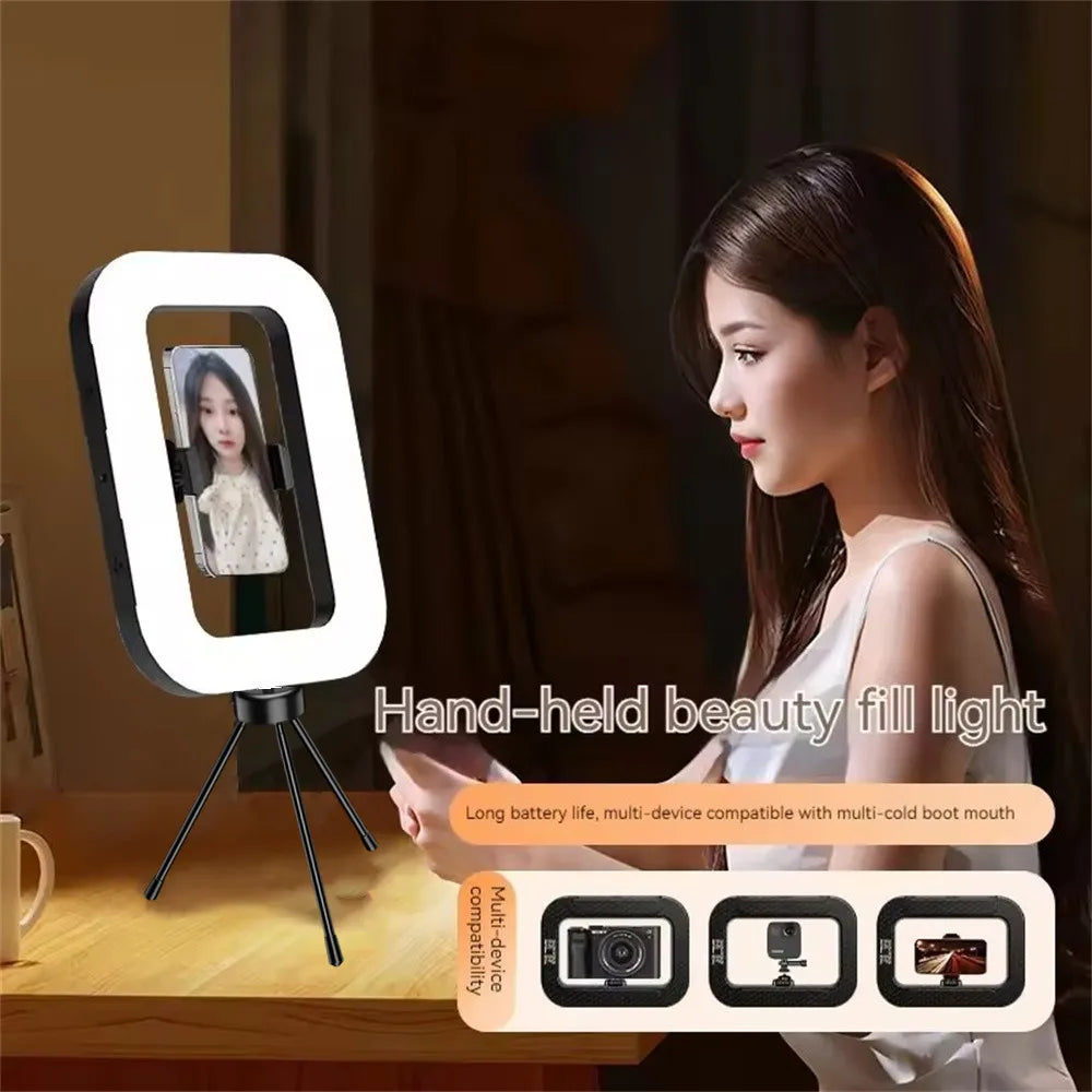 Handheld Ring LED Fill Light – Portable Rechargeable Lamp for Phone Photography