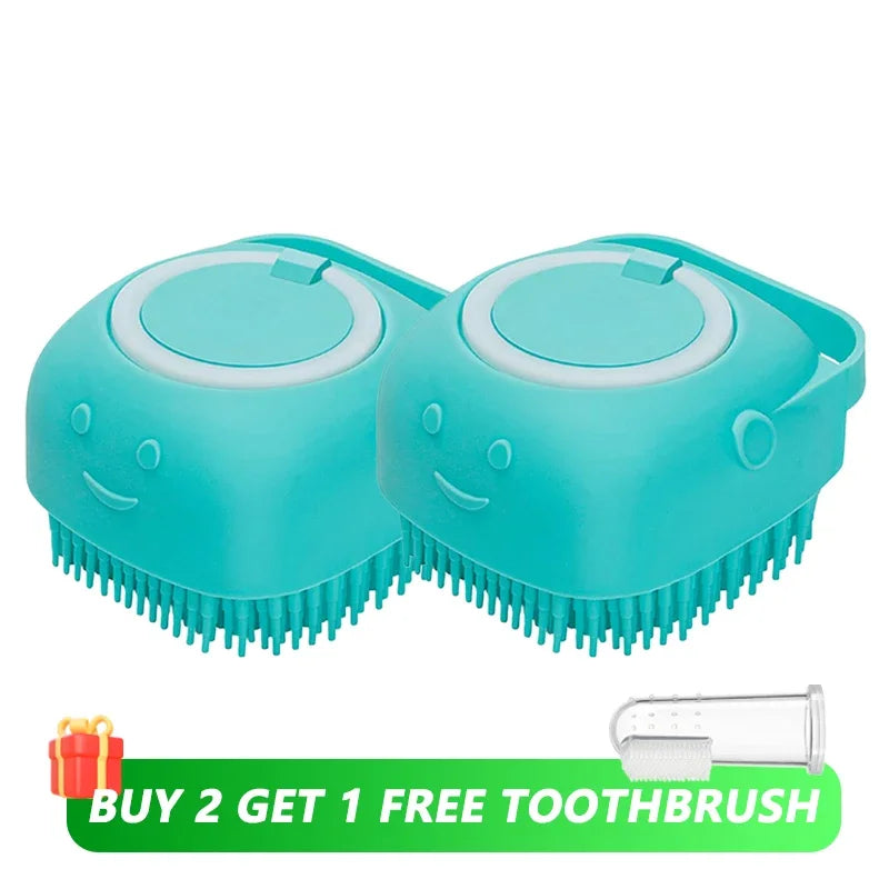 Silicone Pet Bath Brush – Shampoo Dispenser for Dog and Cat Grooming