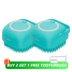 Silicone Pet Bath Brush – Shampoo Dispenser for Dog and Cat Grooming