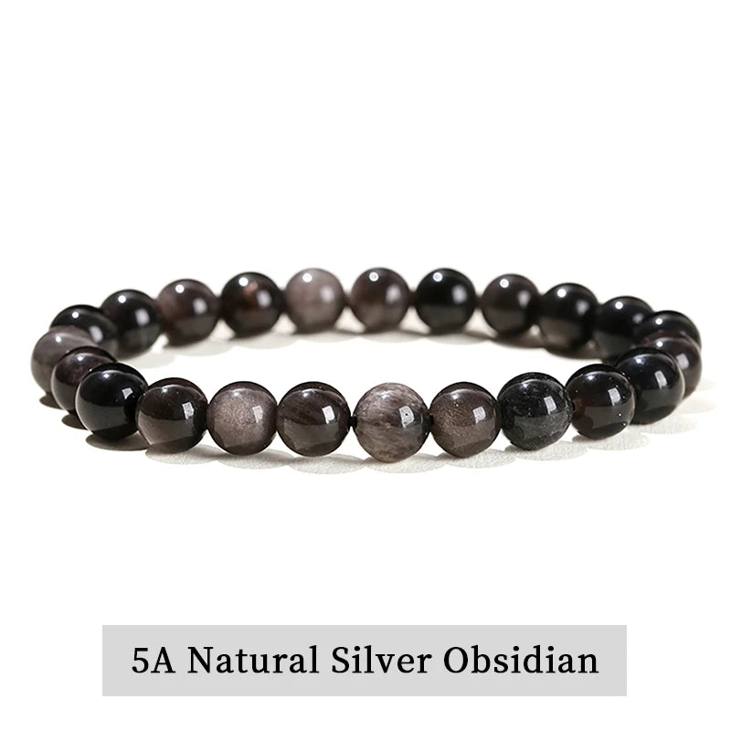 Natural Stone Bead Bracelet – Healing Crystal Gemstone Jewelry for Men and Women