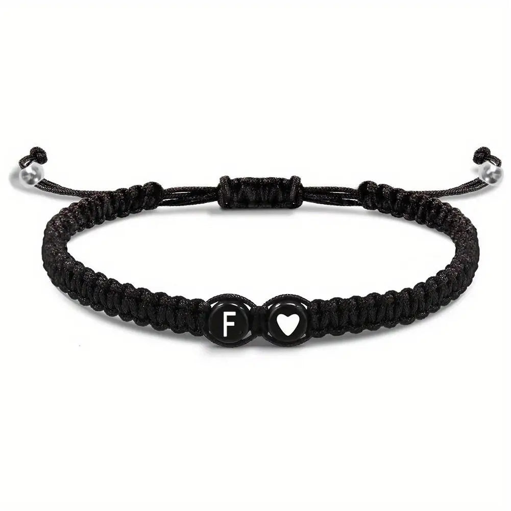 Initial Heart Braided Bracelet – Adjustable A-Z Friendship Jewelry for Gifts