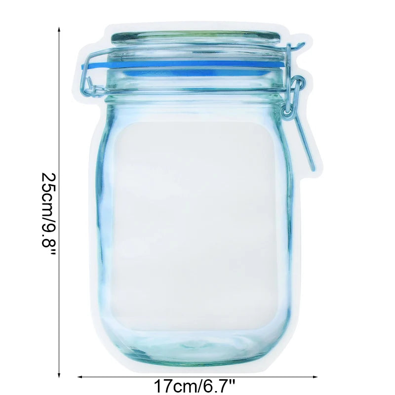 Reusable Mason Jar Zipper Bags – Leakproof Food Storage for Kitchen Snacks