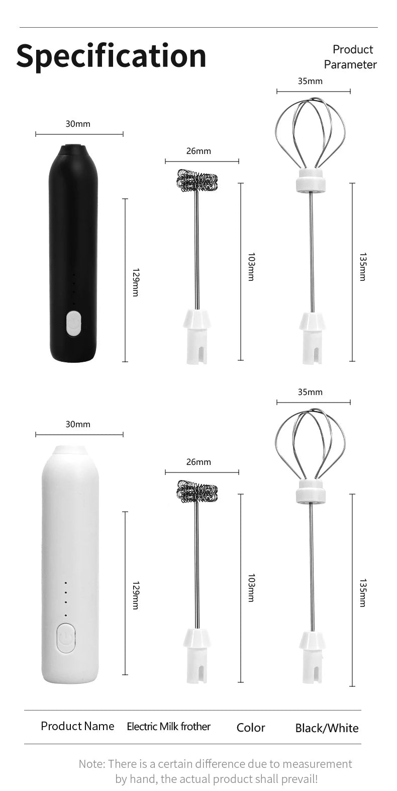 Electric Milk Frother – Wireless Handheld Foam Maker for Coffee and Baking