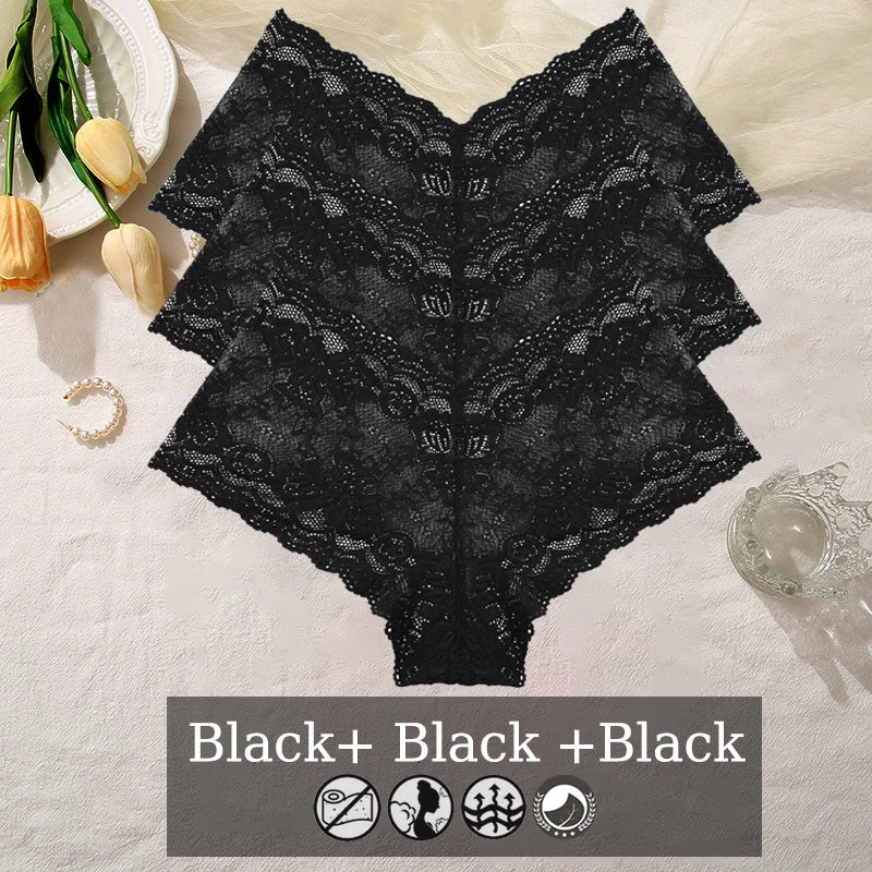 Floral Lace Panties – Sexy V-Waist Breathable Underwear for Women