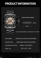 Stainless Steel Quartz Watch – Waterproof Luminous Calendar for Business Men