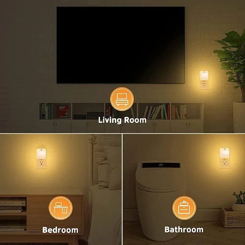 Motion Sensor LED Night Light – Dimmable EU Plug for Bedroom and Corridor