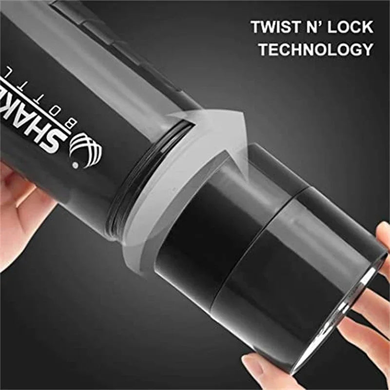 Portable Protein Shaker Bottle – 500ml Mixer Cup with Storage for Gym Fitness