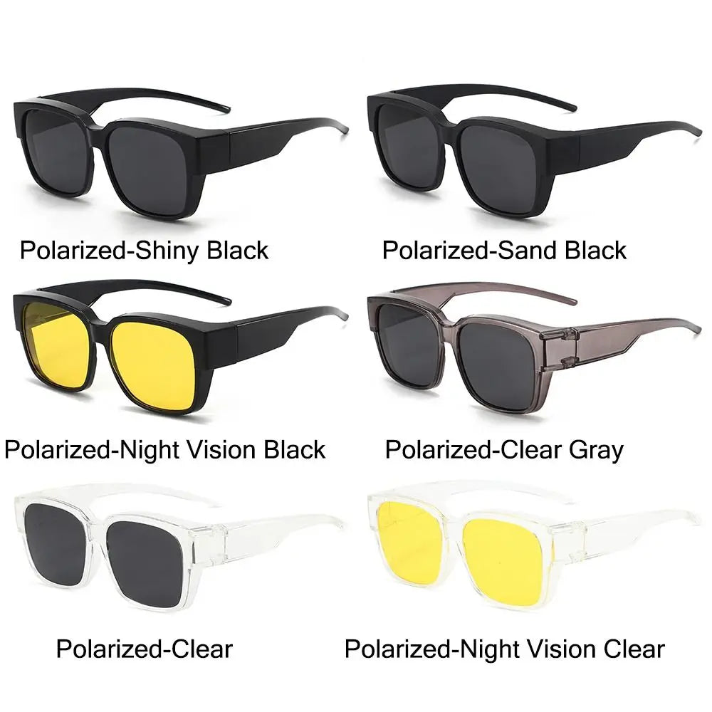Polarized Fit Over Sunglasses – Square Wrap Around UV Protection for Outdoors