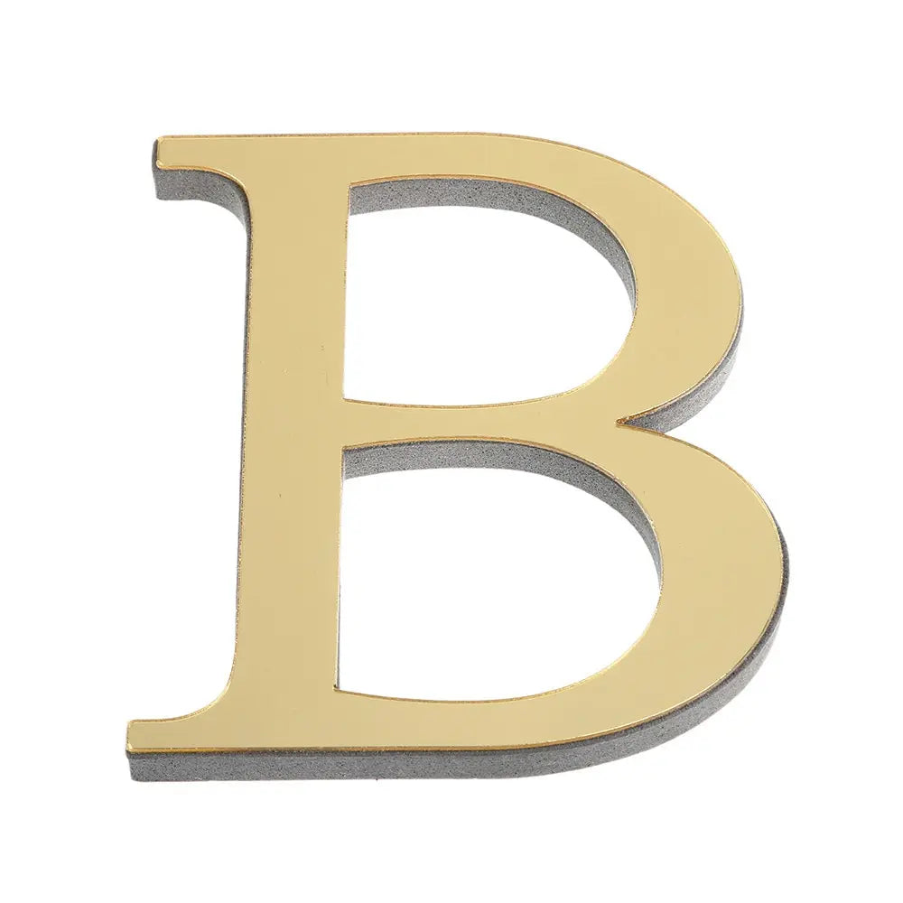 3D Gold Acrylic Letter Wall Stickers – Self-Adhesive Alphabet Home Decor