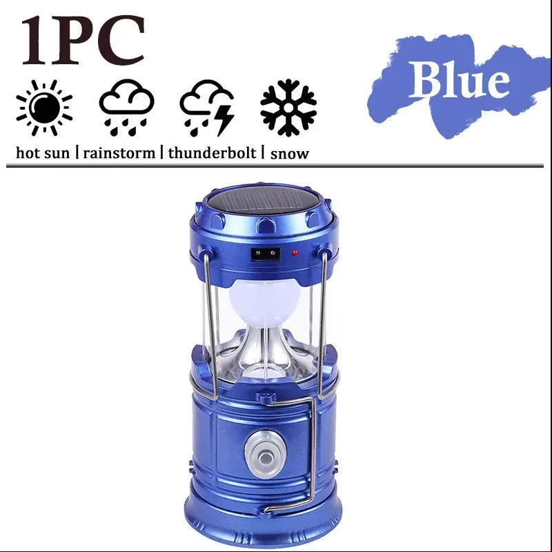 Collapsible Solar LED Camping Lantern – USB Rechargeable Light for Outdoor Hiking