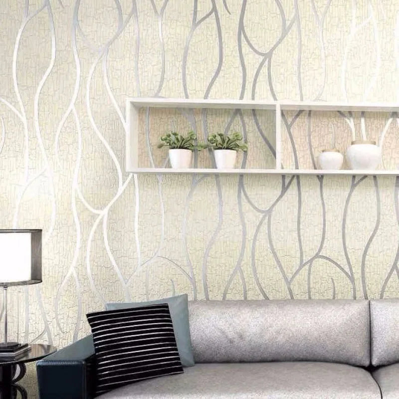 Non-Woven Striped Wallpaper – 53cm Thickened Modern Decor for Bedroom Walls