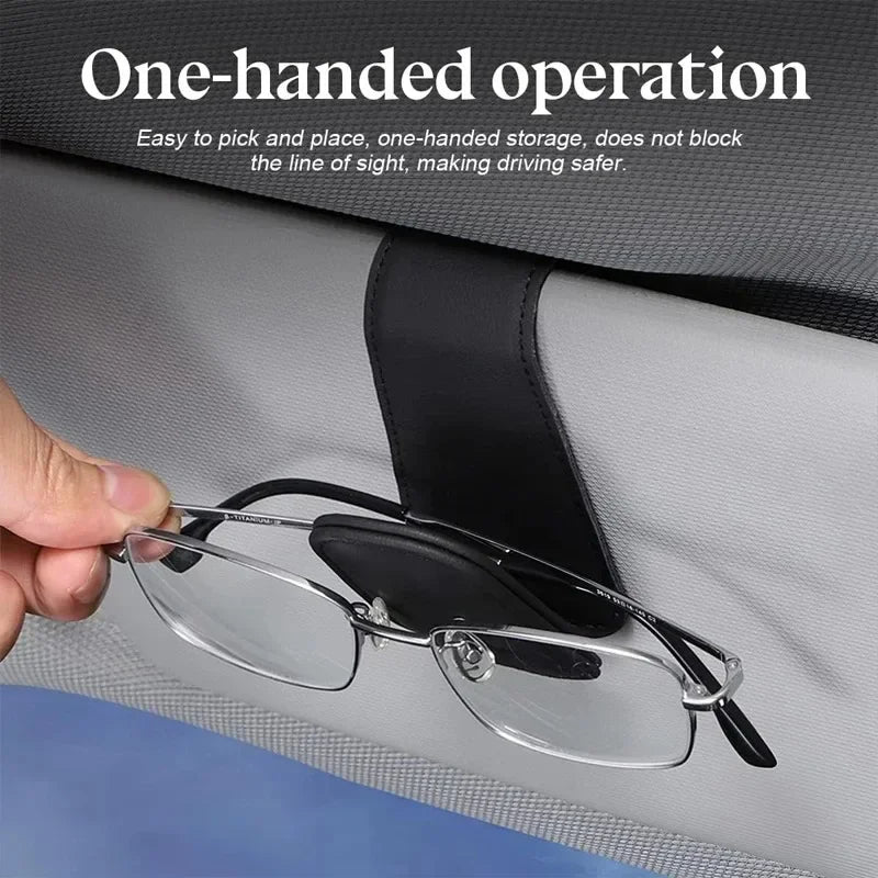 Magnetic Leather Sunglasses Clip – Universal Sun Visor Holder for Car