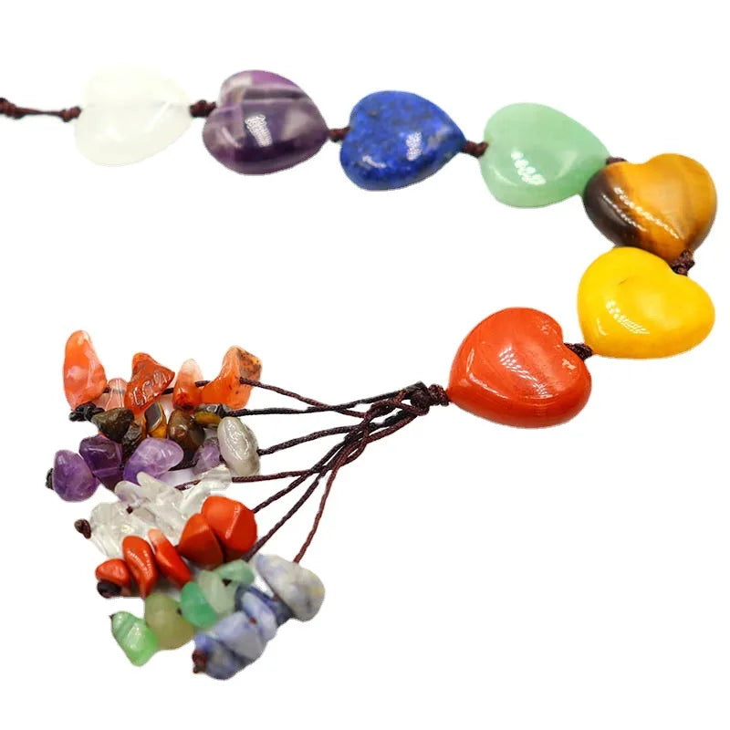 7 Chakras Crystal Hanging Ornament – Natural Stone Decor for Yoga Meditation