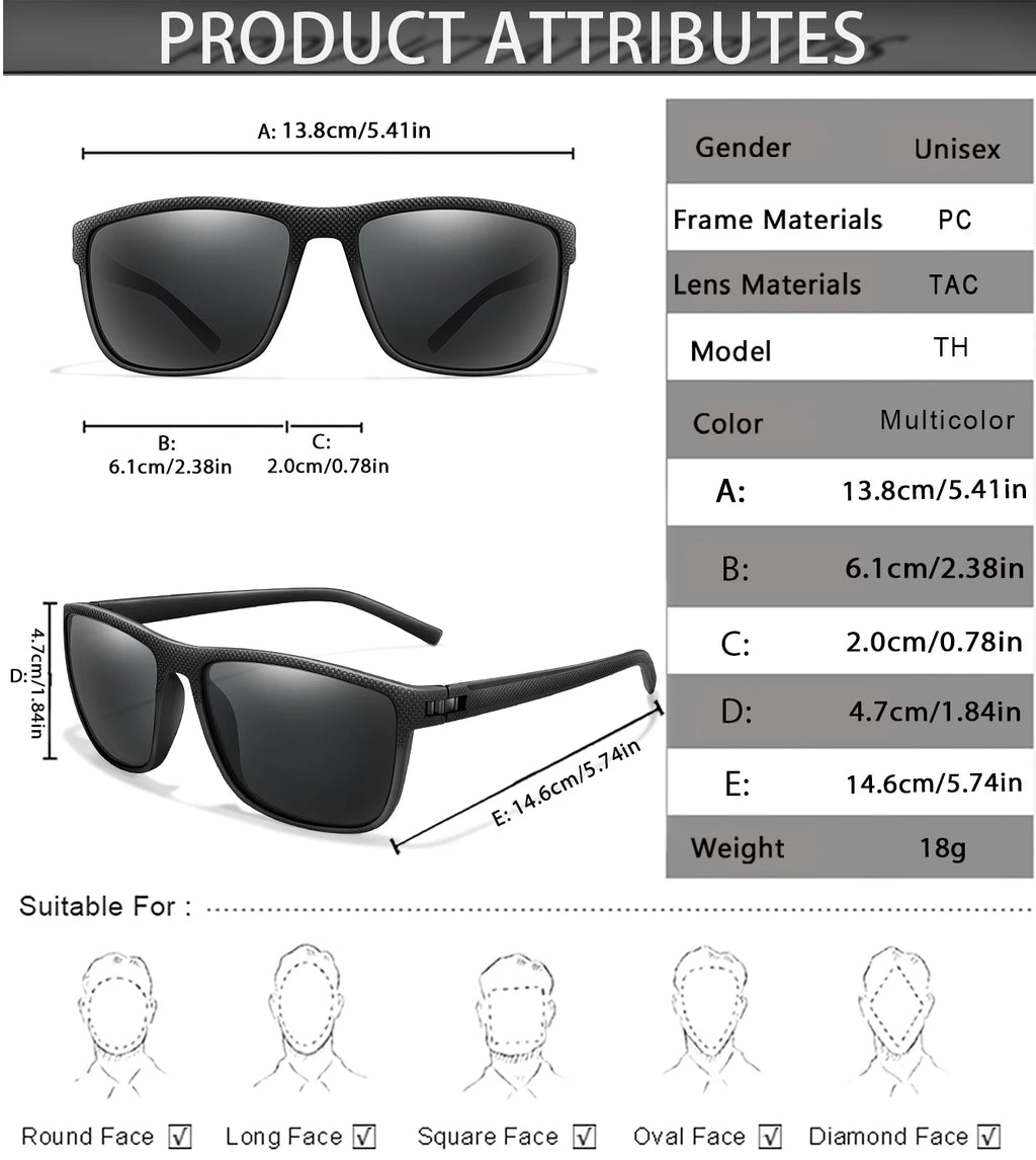 Polarized Cycling Sunglasses – UV400 Square Eyewear for Outdoor Sports