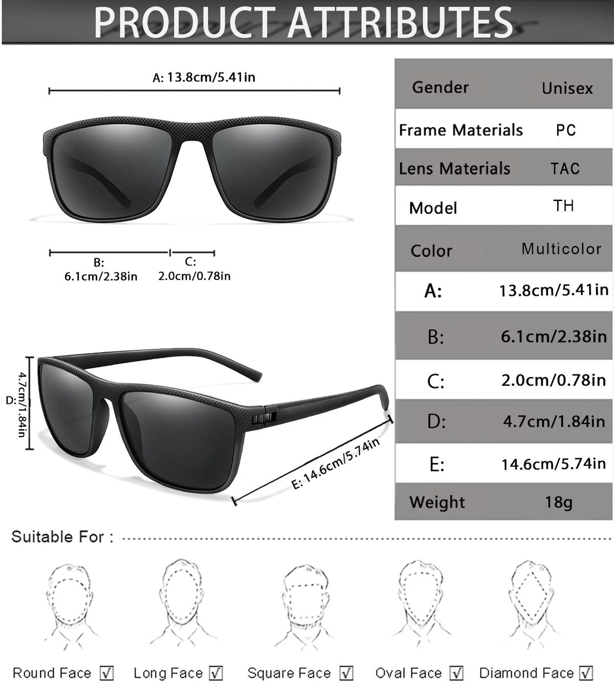 Polarized Cycling Sunglasses – UV400 Square Eyewear for Outdoor Sports