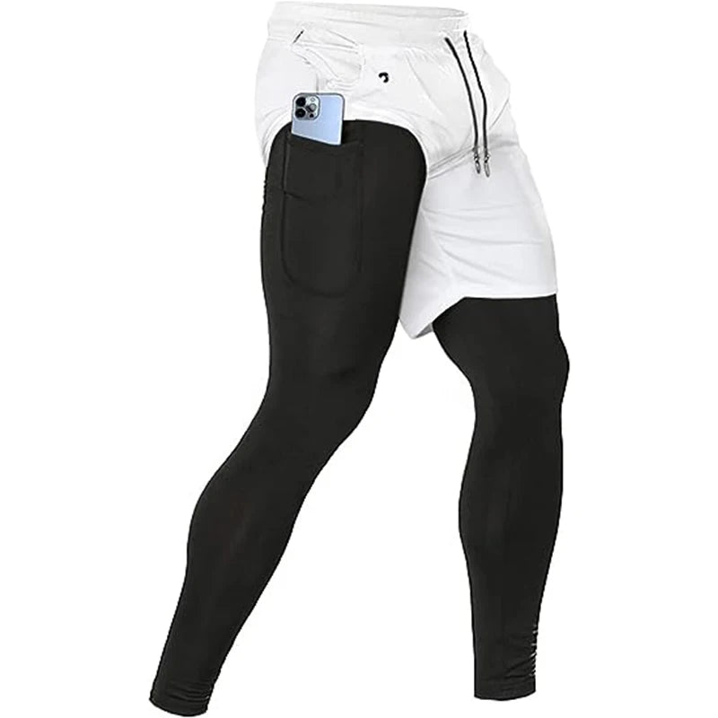 2-in-1 Men's Athletic Pants – Training Trousers for Gym Fitness Running