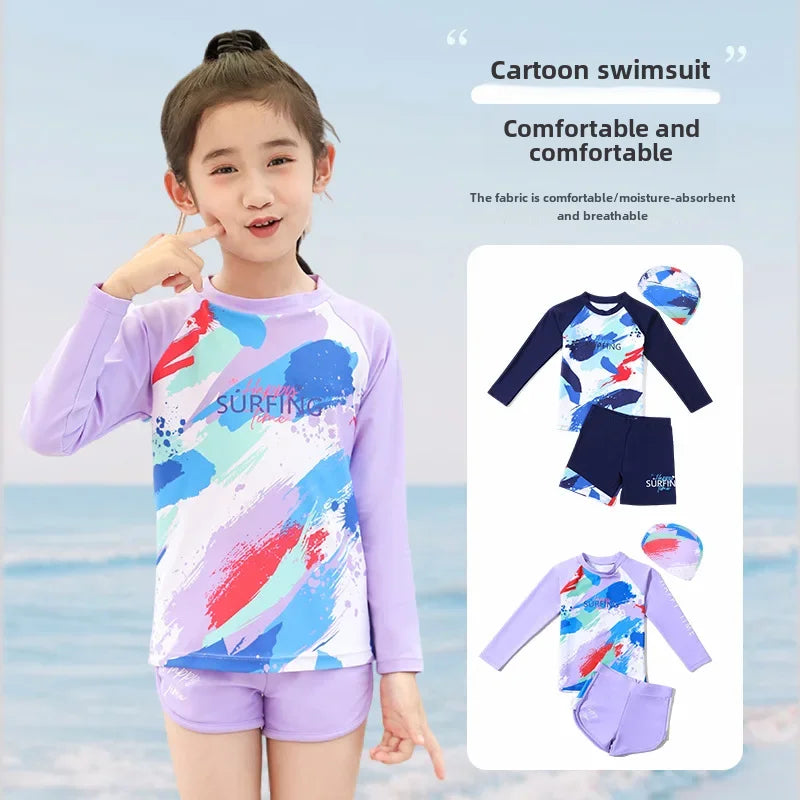 Boys Two-Piece Swimsuit – UV Protection Swimwear for Summer Swimming