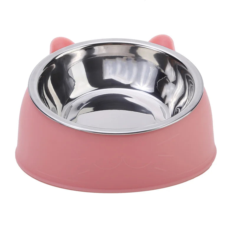 Stainless Steel Inclined Cat Bowl – Ergonomic Pet Food Feeder for Cats and Dogs