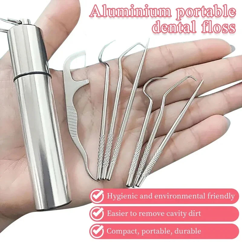 Stainless Steel Toothpick Set – Portable Oral Care Tools for Dental Hygiene